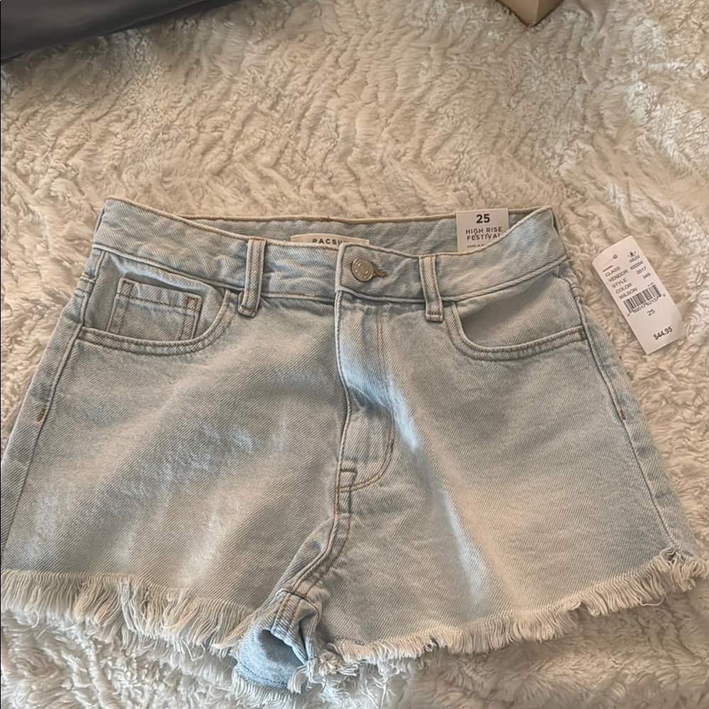PacSun Blue Jean Shorts with Frayed Hem